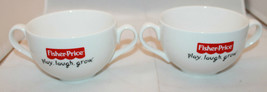 Fisher Price 2 White Logo Double Handled Soup Mug Cups Set Play Laugh Gr... - $43.41