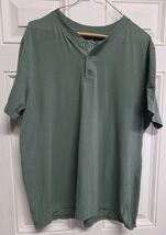 Qualfort Mens Sz XL Green Solid Shirt Button - $14.84