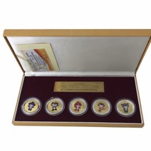 2008 Beijing Olympics The Mascots Commemorative Medallion Set Gold Silver Plated - £55.13 GBP