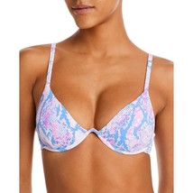 Aqua Women&#39;s Snake Print Underwire Bikini Top Pink M B4HP - £23.55 GBP