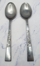 Rosko Lady Helen Stainless Flatware Floral Handle Set of 2 Soup Spoons - $9.89