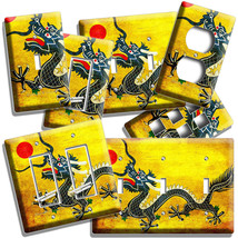 Mythical Chinese Folk Art Dragon Red Sun Lightswitch Outlet Wallplate Room Decor - £14.38 GBP+