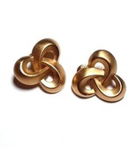 MONET Matte Gold Tone Triangle Knot Clip On Stud Earrings EUC - £14.16 GBP