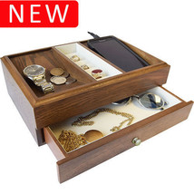 Gunther Mele Executive Mens Oak Wood Valet Storage Organizer Men&#39;s Jewelry Box - £62.75 GBP