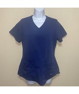 Greys Anatomy By Barco Women&#39;s Scrub Top Ribbed V-Neck 3 Pocket Indigo B... - $419.82 MXN
