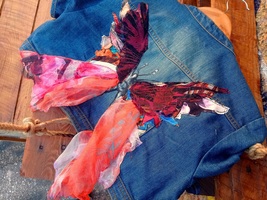 Lady Butterfly Handmade Jean Jacket - £55.75 GBP