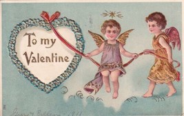 To My Valentine Two Small Angels 1911 Postcard B31 - £2.38 GBP