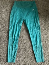 Gymshark Womens Green Solid Stretch Tight Yoga Workout Leggings Size Large - £18.67 GBP