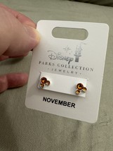 Disney Mickey Faux Topaz November Birthstone Earrings and Necklace Silver Color image 4