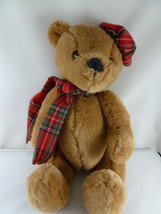 Scotish Dakin fully jointed teddy bear with plaid hat scarf 15&quot; Vintage ... - £18.19 GBP