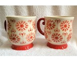 2 Pioneer Woman Coffee Cups Mugs Ivory &amp; RED FLORAL Stoneware - £21.57 GBP