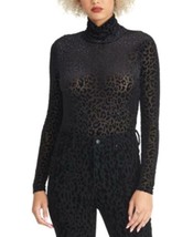 MSRP $59 Rachel Roy Val Flocked Turtleneck Top Black Size XS - $26.73