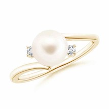 ANGARA Freshwater Pearl Bypass Engagement Ring for Women in 14K Solid Gold - £348.98 GBP