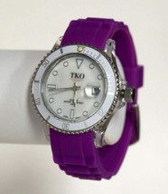 New Tko Orlogi TK501-PR Women&#39;s Venetia Mop Dial White Bezel Purple Rubber Watch - £47.43 GBP