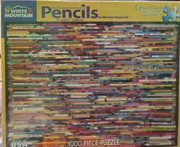 Hundreds &amp; Hundreds of Pencils White Mountain Puzzles 1000 Piece 24&quot; x 3... - $31.78