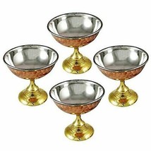 Copper Steel Ice Cream Cup Bowl with Stand Copper Tableware for Desserts... - $77.26