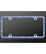 Blue Crystal License Plate Frame – Chrome Metal, Single Row Rhinestones - $29.87 CAD