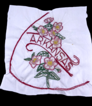 Arkansas Embroidered Quilted Square Frameable Art State Needlepoint Vtg ... - $27.90
