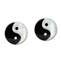 Classic Balance of Life Yin Yang Symbol 10 mm Sterling Silver Post Stud Earrings - £11.72 GBP