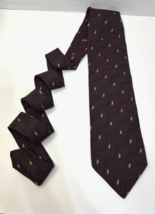 Principe Italy Mens Silk Necktie Burgundy Zig Zag Chevron Small Oval Acc... - $14.80