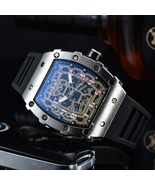 Richard mille RM Style Watch in Black Strap & Silver Case, Automatic Movement - $44.99