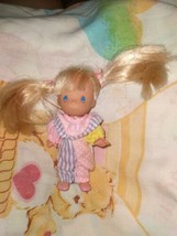 Vintage Precious Moments Doll Little  Girl Pigtails Jumper Small Figure  - $19.79