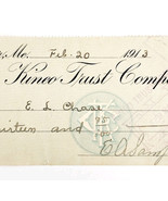 1913 Kineo Trust Company Bank Check E.A. Sampson Dover Maine Signed 6118... - $369.57 MXN