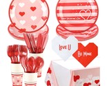 Valentines Day Plates And Napkins Sets - Serves 16 - Includes Paper Cups... - $40.99