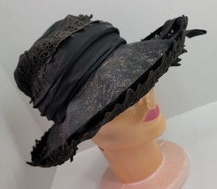 VTG Antique Linda Original Black Breton Ladies Hat Steampunk Gothic Vict... - £23.14 GBP