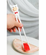 White Porky Pig Reusable Training Chopsticks Set With Silicone Helper BP... - $15.76 CAD