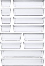 Dca 14 Pcs Clear Plastic Drawer Organizer Tray, 4 Sizes Desk Drawer Divider - £29.12 GBP