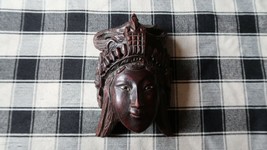 Antique Carved Wood IMMORTAL Face Mask Wall Hanging 6&quot; - $96.03