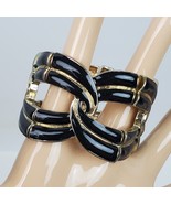 Vintage Mid Century Style Stretchy Wrap Bracelet Black Gold - $16.48 CAD