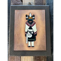 Kachina Leather Art Hopi Mounted On Wood Signed By Artist Ray Briggs Vintage - £27.69 GBP