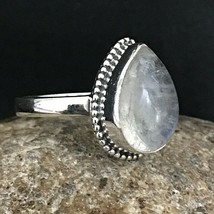 Sterling Silver Natural Moonstone Pear Shape Women Vintage Ring Wedding Gift - $39.94+