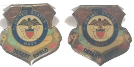 Lot of 2 Desert Storm 1990 91 Navy Veteran USN Shield Lapel Pin Badge - $9.89