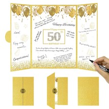 Gold Happy 50Th Birthday Alternative Signature Congrats Certificate Gold Turning - £23.59 GBP