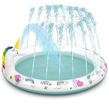 Kids Inflatable Sprinkler Pool 68 Inch, Upgraded 3 In 1 Splash Pad, Dura... - £40.11 GBP