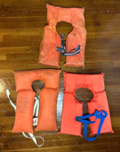3 Vintage Lot Type II Life Jacket Floating Devices Red Head AK-1 Stearns Kent KF - £21.04 GBP