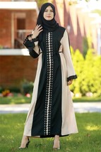 Middle East Duibai Arab Ramadan Prayer  Polka Stiching Elegant Abaya Belt Dress  - £72.26 GBP