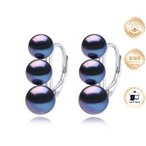 Elegant Black Pearl Earrings Hypoallergenic Sterling Silver Jewelry - £40.05 GBP+