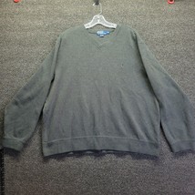 Polo Ralph Lauren Men&#39;s Sz 2XL 100% Cotton Charcoal Gray V-Neck Sweater - $29.03