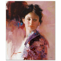 Pino Giclee Canvas S/# &quot;Alice&quot; Dark hair beautiful lady colorful dress coa 20x16 - £771.57 GBP