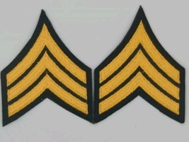 Army Sergeant E-5 Gold GREEN Rank Insignia Chevron Patches - $7.92