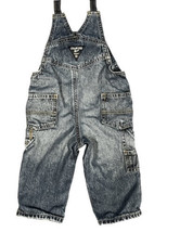 OshKosh B&#39;Gosh Vestbak Infant 9 Months Denim Overalls Baby Boy Striped Straps - £15.54 GBP