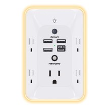 Outlet Extender With Night Light, Multi Plug Outlet, Usb Wall Charger Surge Prot - £27.17 GBP