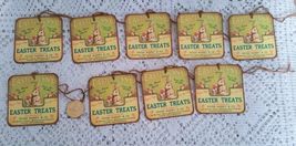 9 Pcs Bunny Egg Grungy Label Gift Vintage Linen Hang Tags #MNSD - £11.99 GBP
