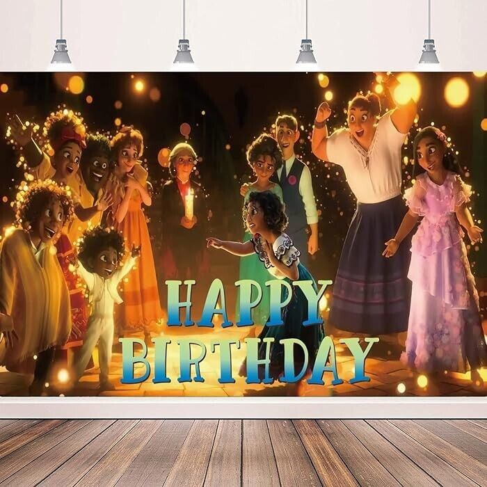 Encanto Birthday Background, 5 x 3 ft Encanto Tapestry Happy Birthday En... - $14.84
