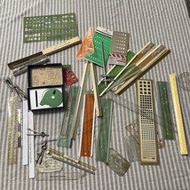 Vintage Drafting Supplies Lot Scale Rules Templates Springs Hinge Blade ... - $31.49