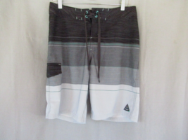 Trinity board shorts swim men&#39;s Size 30 black white stripe pocket stretch - £9.02 GBP